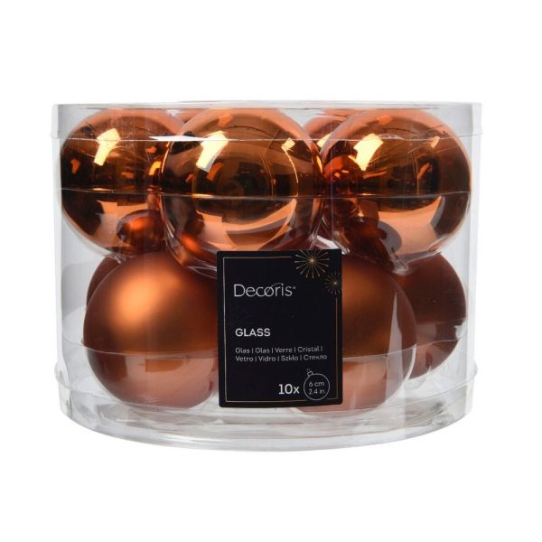 Baubles Tub Of 10 60mm - Warm Cider